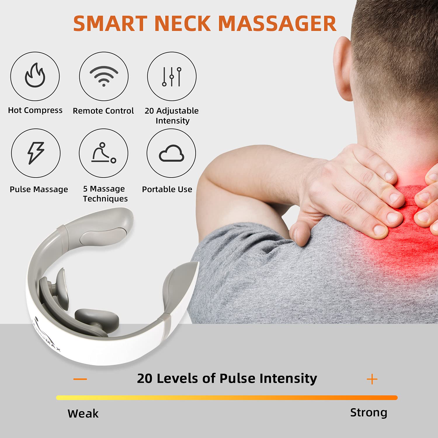 iRest Electric Pulse Neck Massager with Heat Cordless Deep Tissue